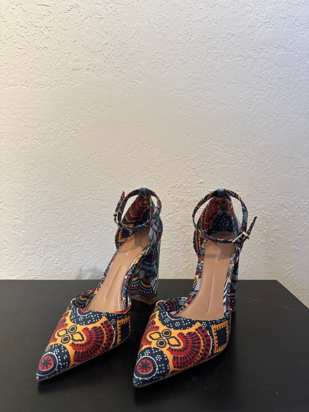 Gianni Bini Multicolor Printed Ankle-Strap Pointed-Toe Pumps